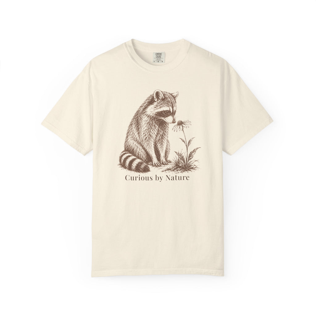 Raccoon Curious Flower T-Shirt