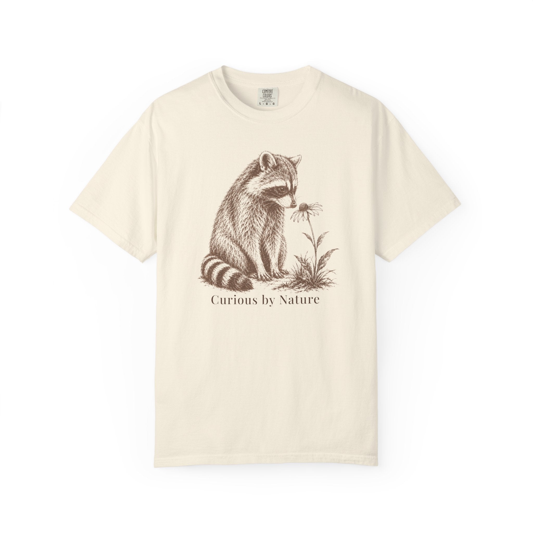 Raccoon Curious Flower T-Shirt