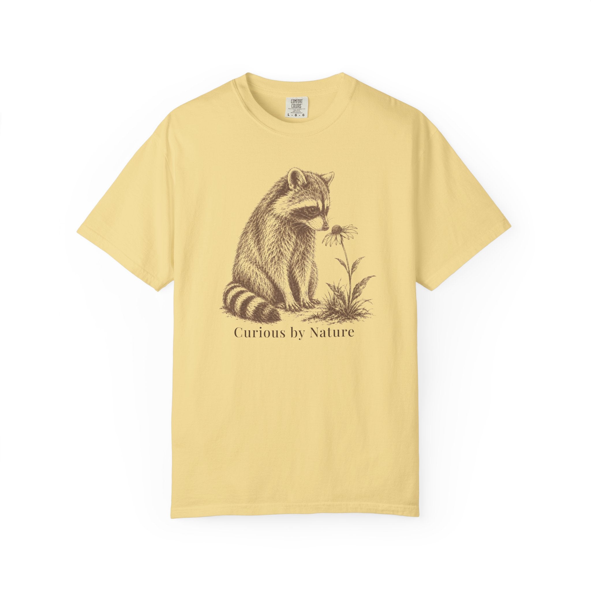 Raccoon Curious Flower T-Shirt