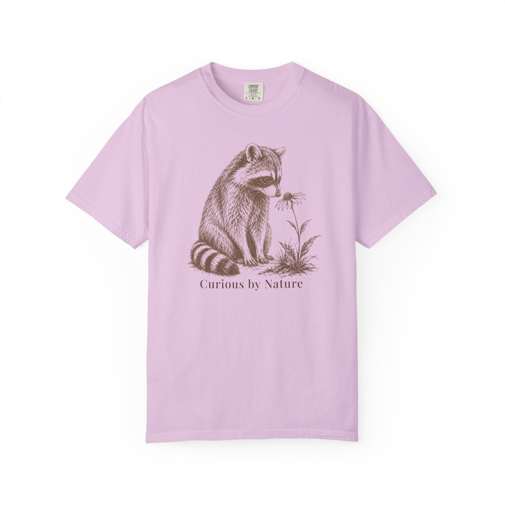Raccoon Curious Flower T-Shirt