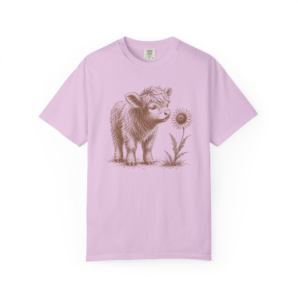 Highland Cow Flower T-Shirt