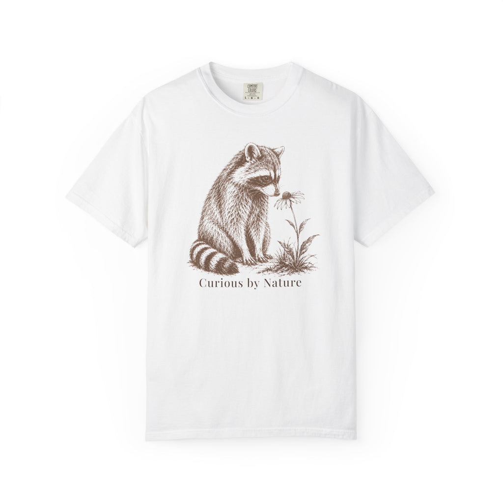 Raccoon Curious Flower T-Shirt