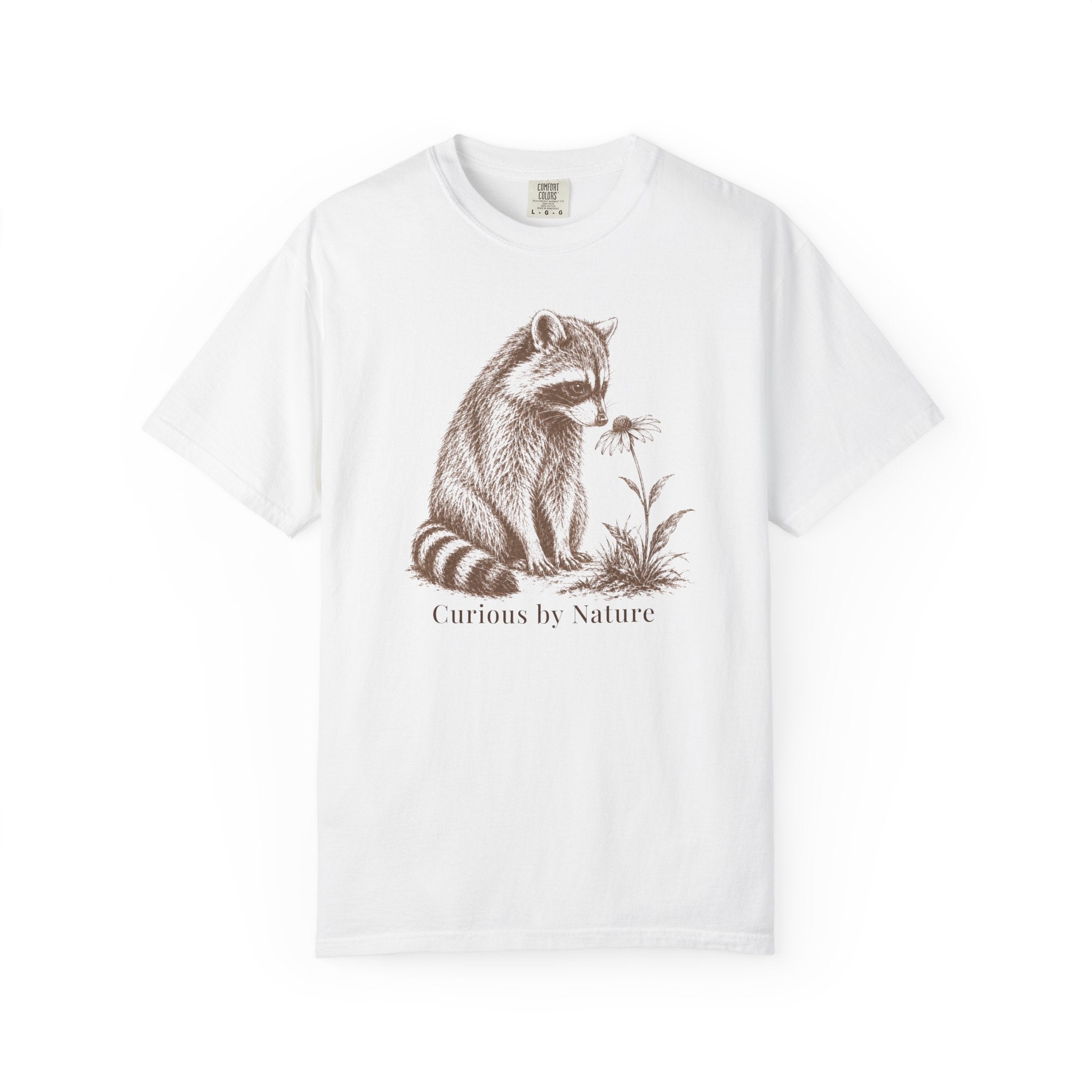 Raccoon Curious Flower T-Shirt