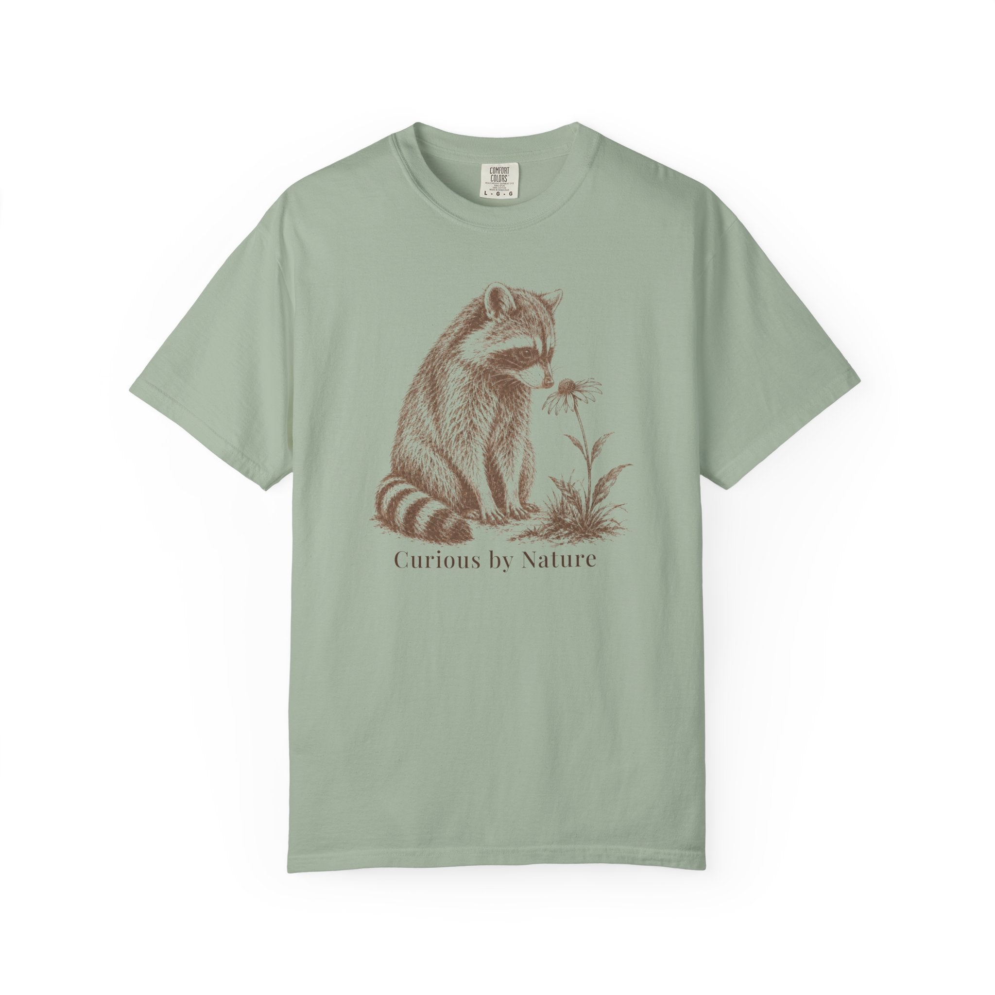 Raccoon Curious Flower T-Shirt
