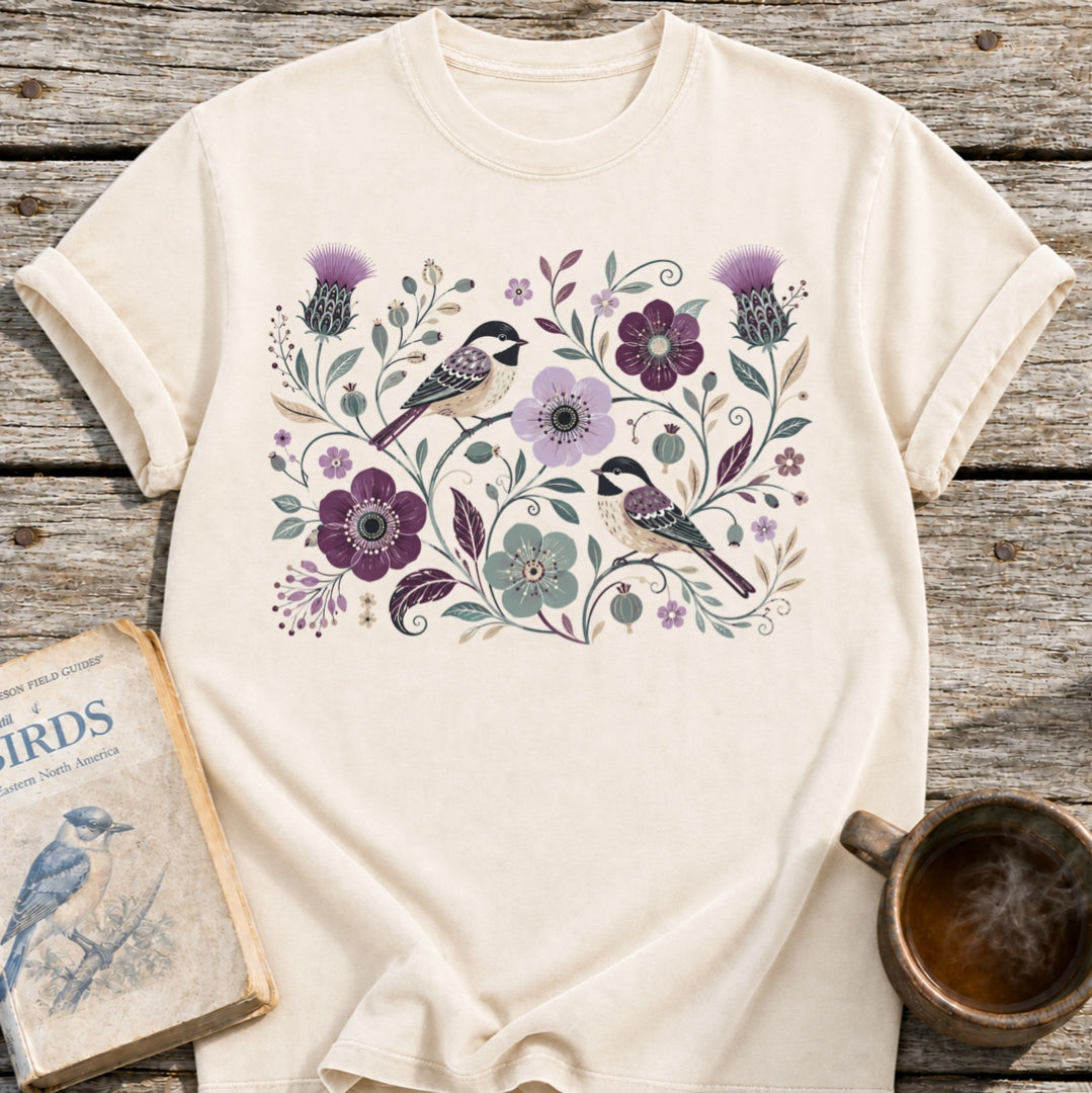 Chickadees Floral T-Shirt