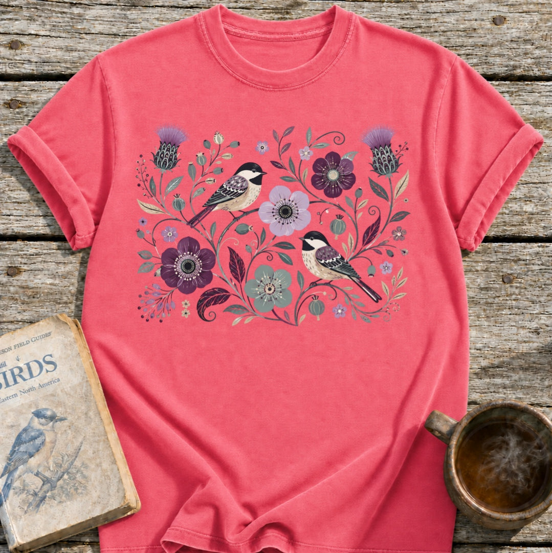 Chickadees Floral T-Shirt