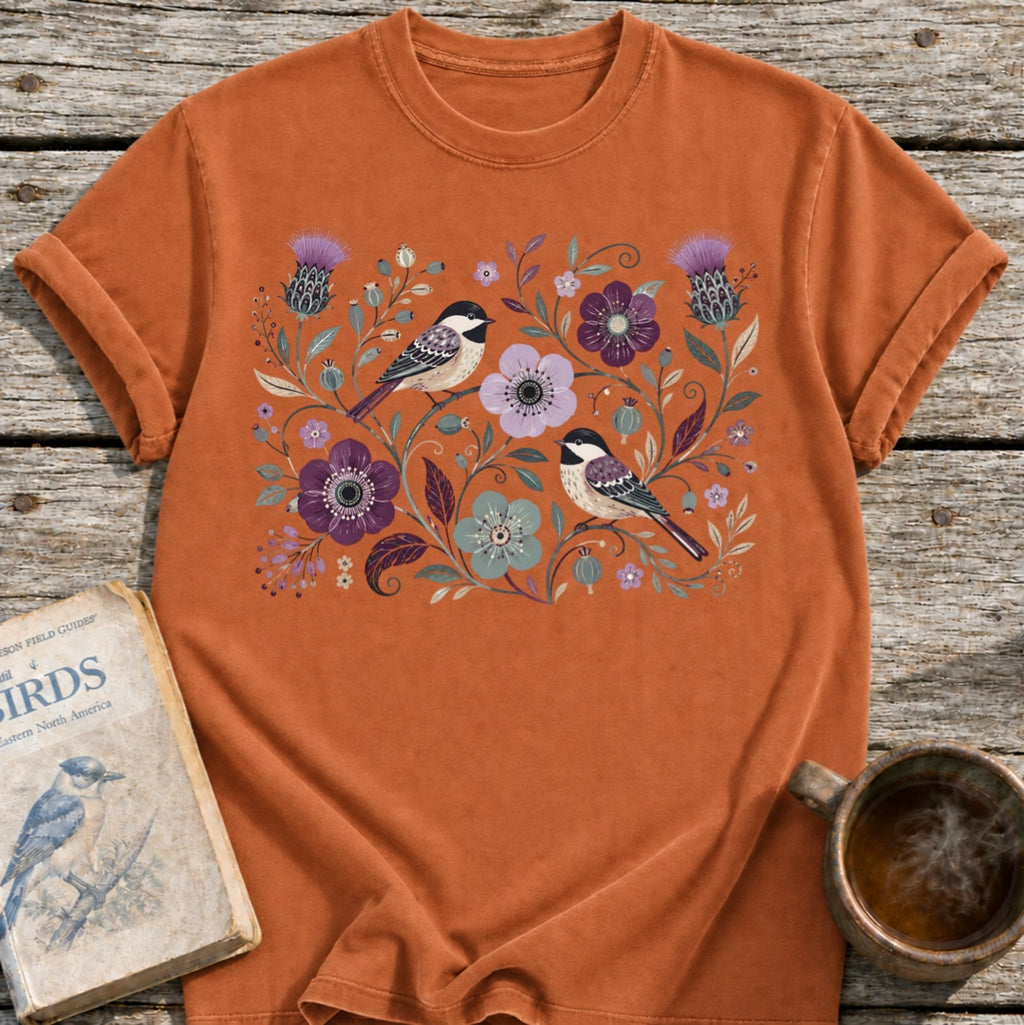 Chickadees Floral T-Shirt