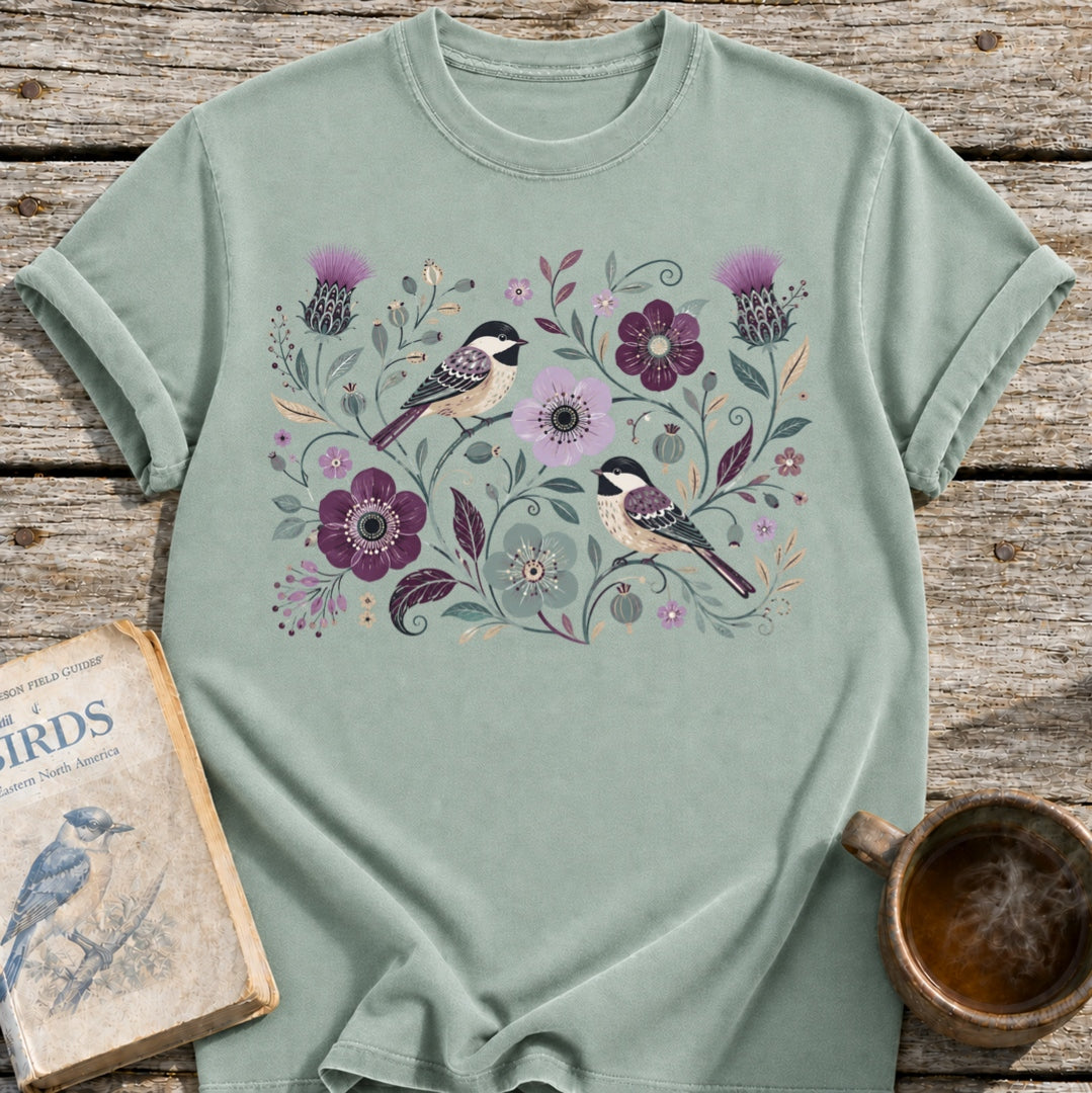 Chickadees Floral T-Shirt