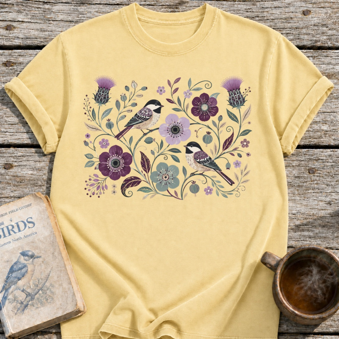 Chickadees Floral T-Shirt