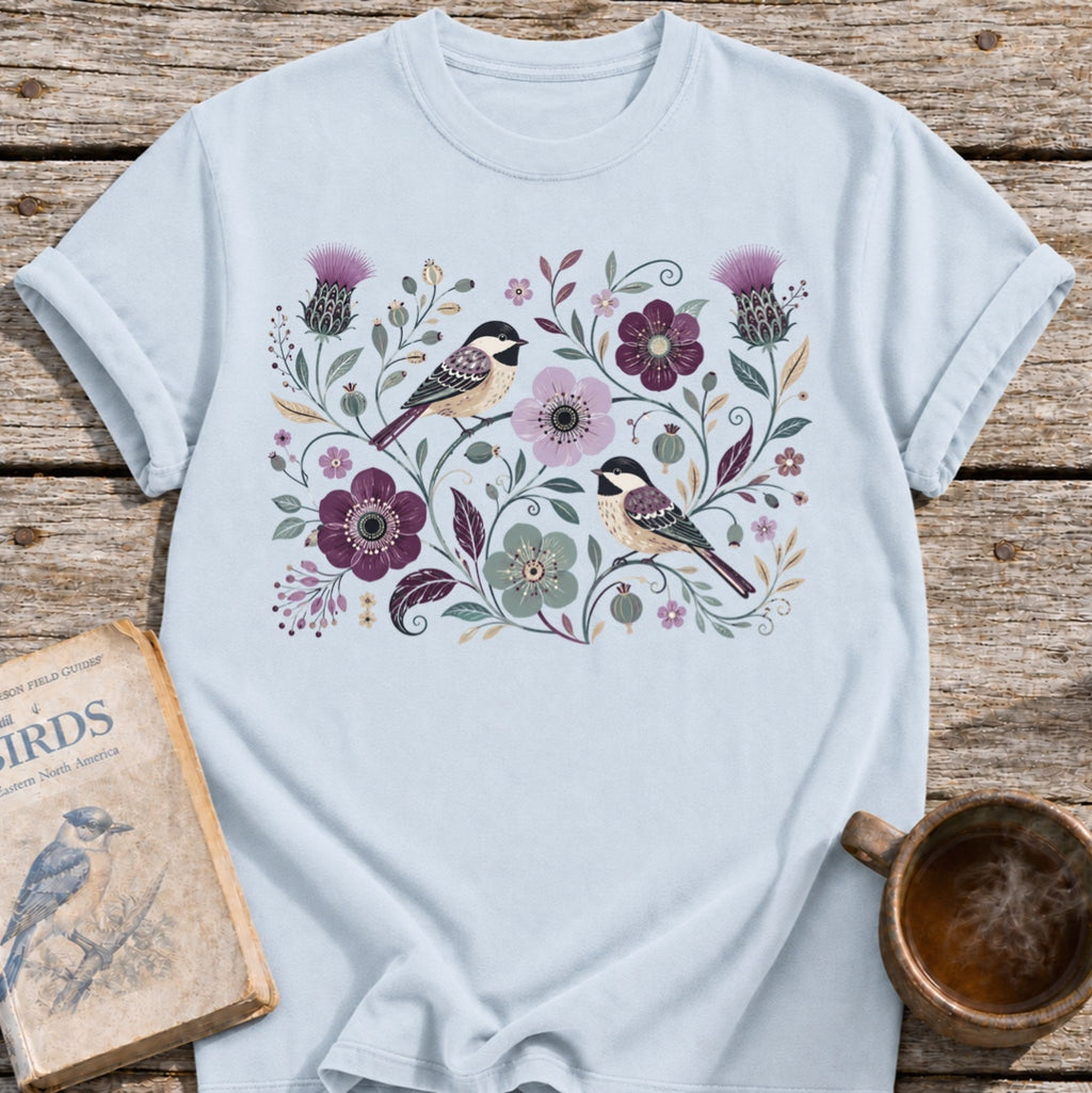 Chickadees Floral T-Shirt