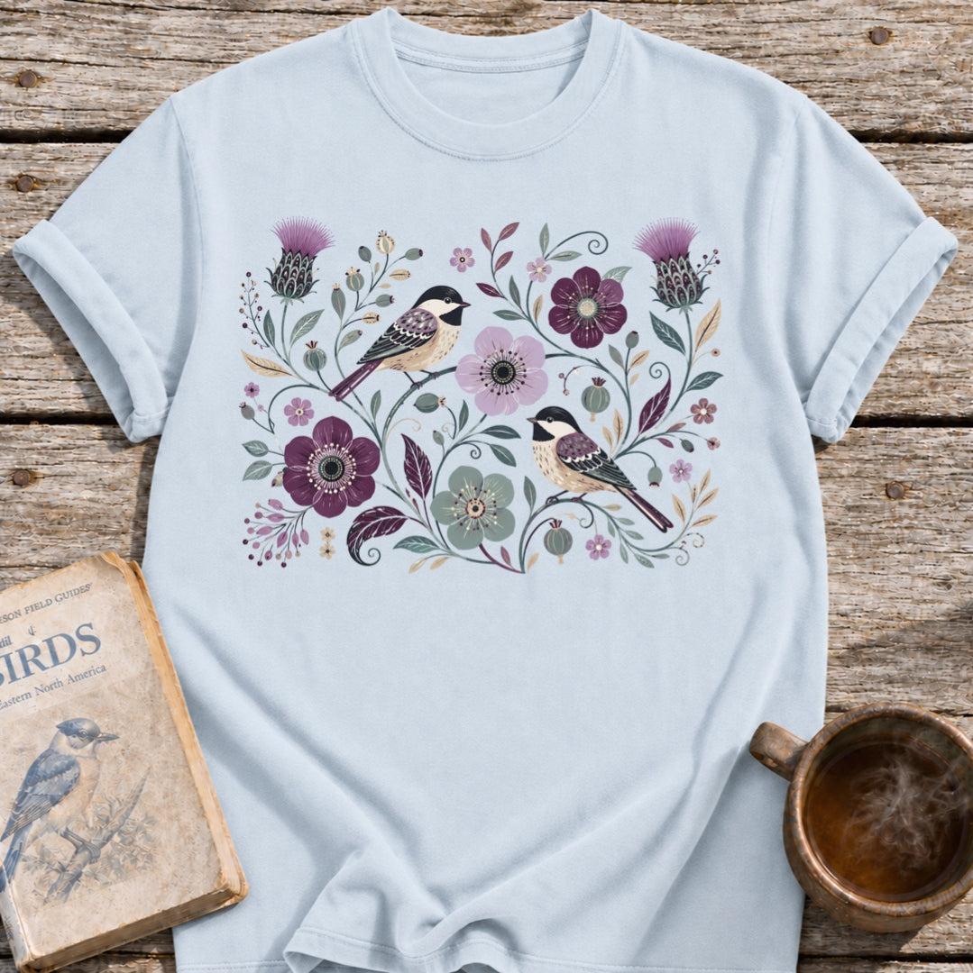 Chickadees Floral T-Shirt