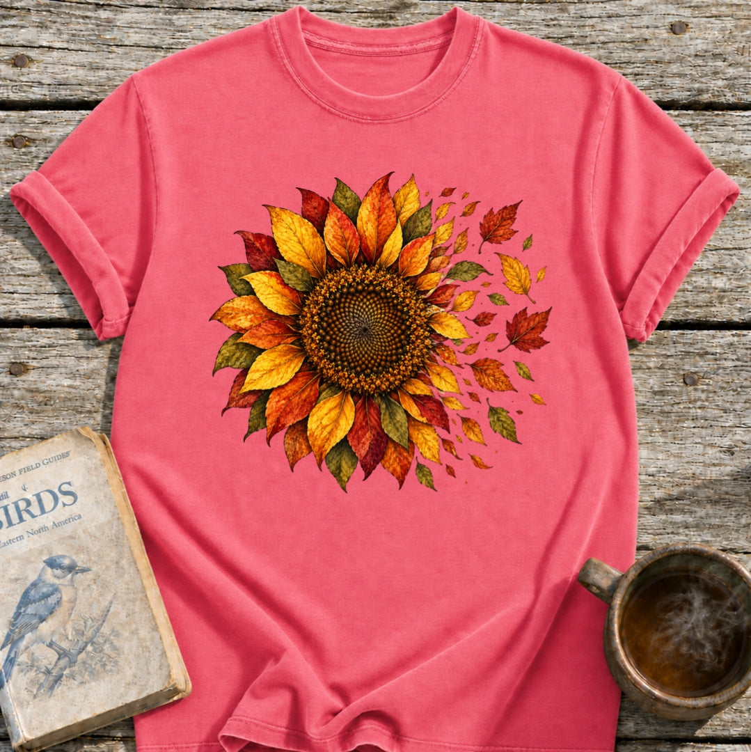 Fall Sunflower into Leaves T-Shirt