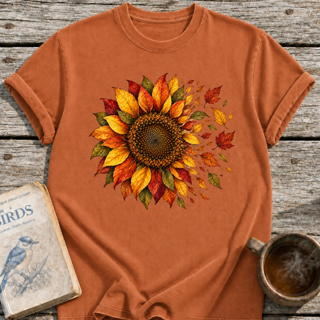 Fall Sunflower into Leaves T-Shirt