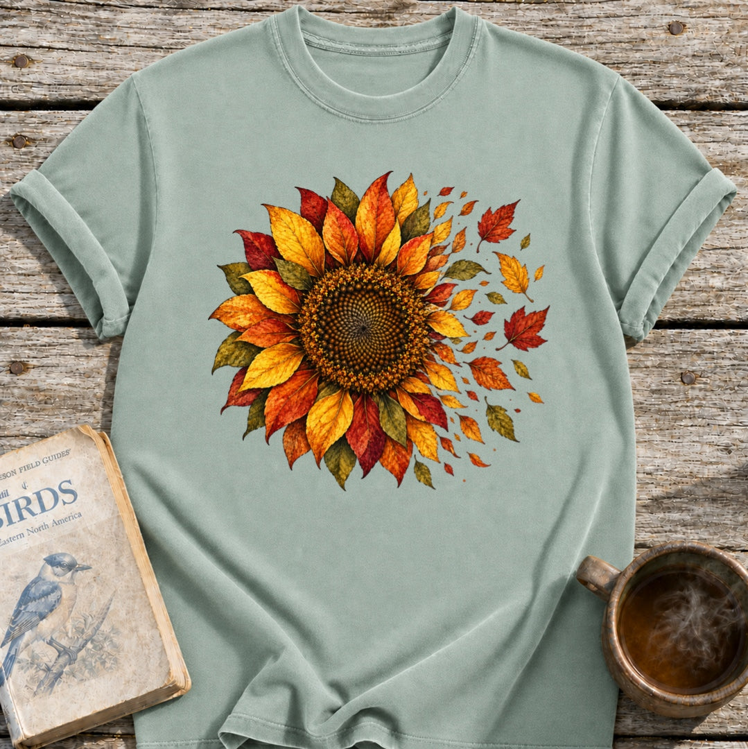 Fall Sunflower into Leaves T-Shirt