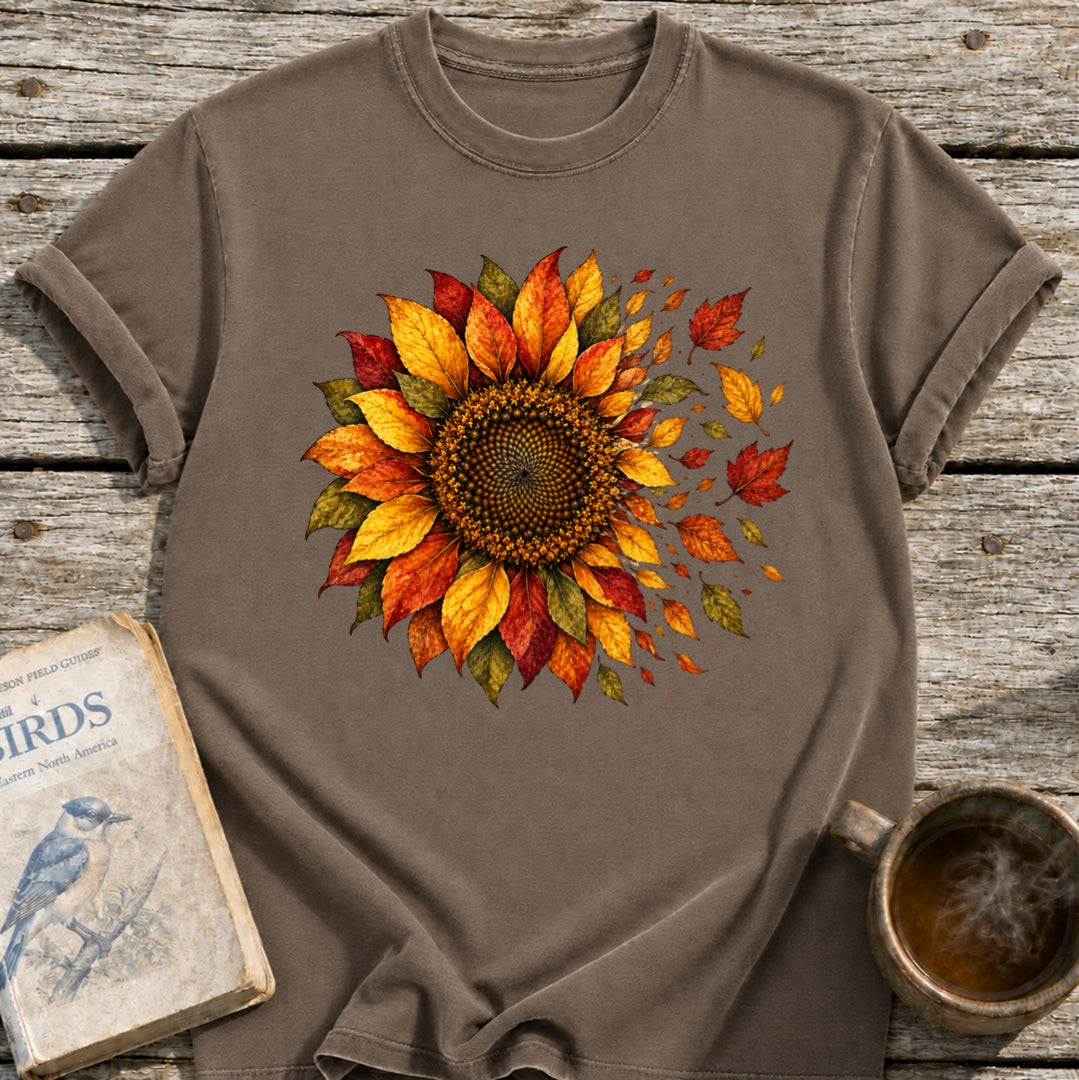 Fall Sunflower into Leaves T-Shirt
