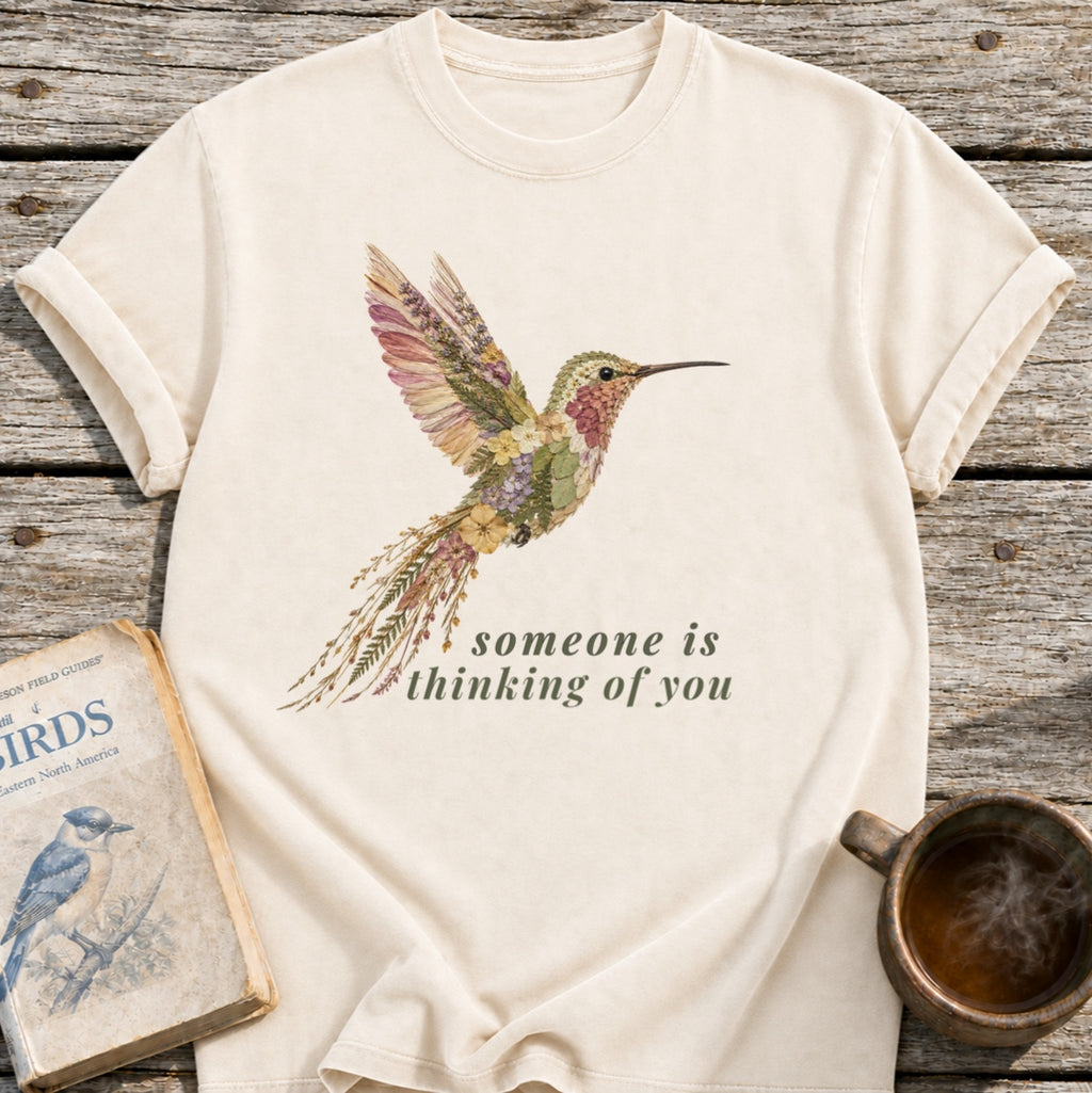 Floral Hummingbird Thinking of You T-Shirt