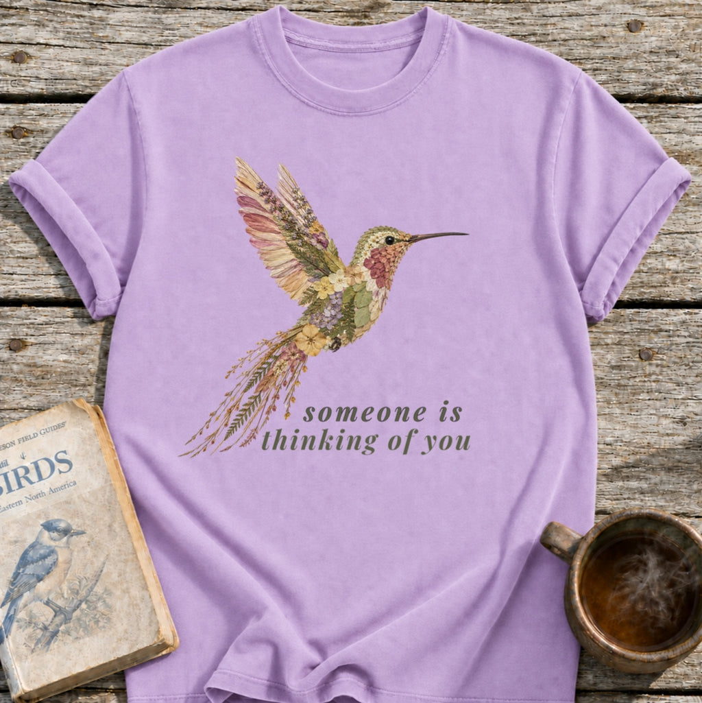 Floral Hummingbird Thinking of You T-Shirt