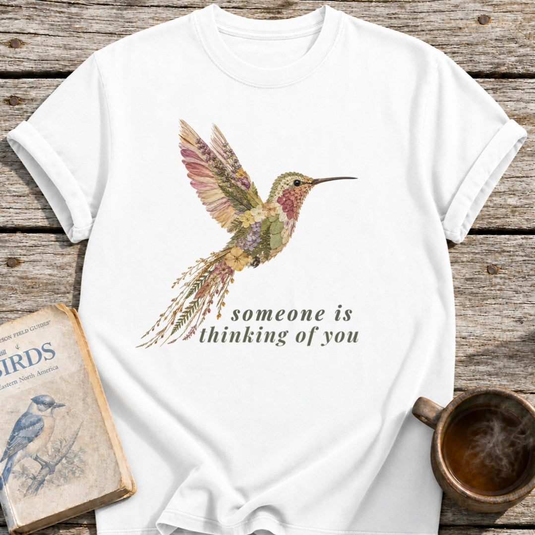 Floral Hummingbird Thinking of You T-Shirt
