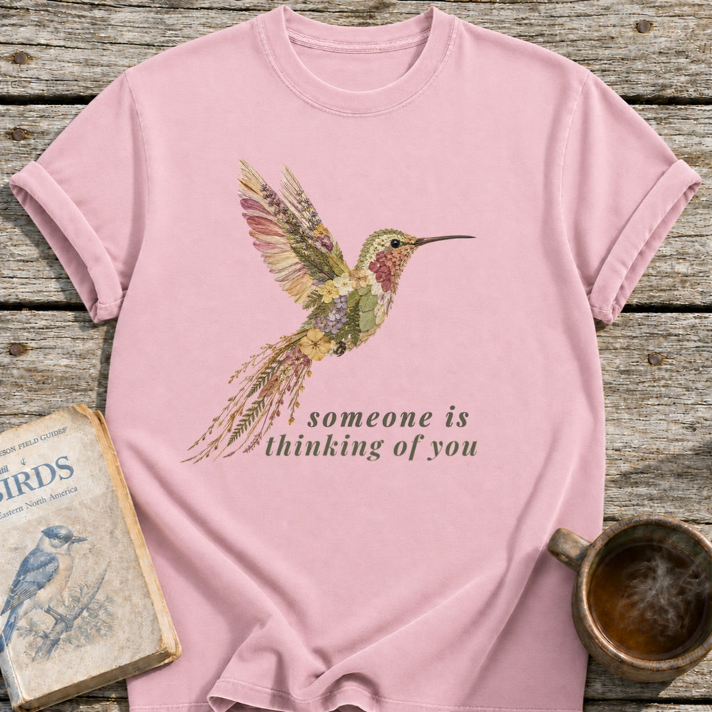 Floral Hummingbird Thinking of You T-Shirt