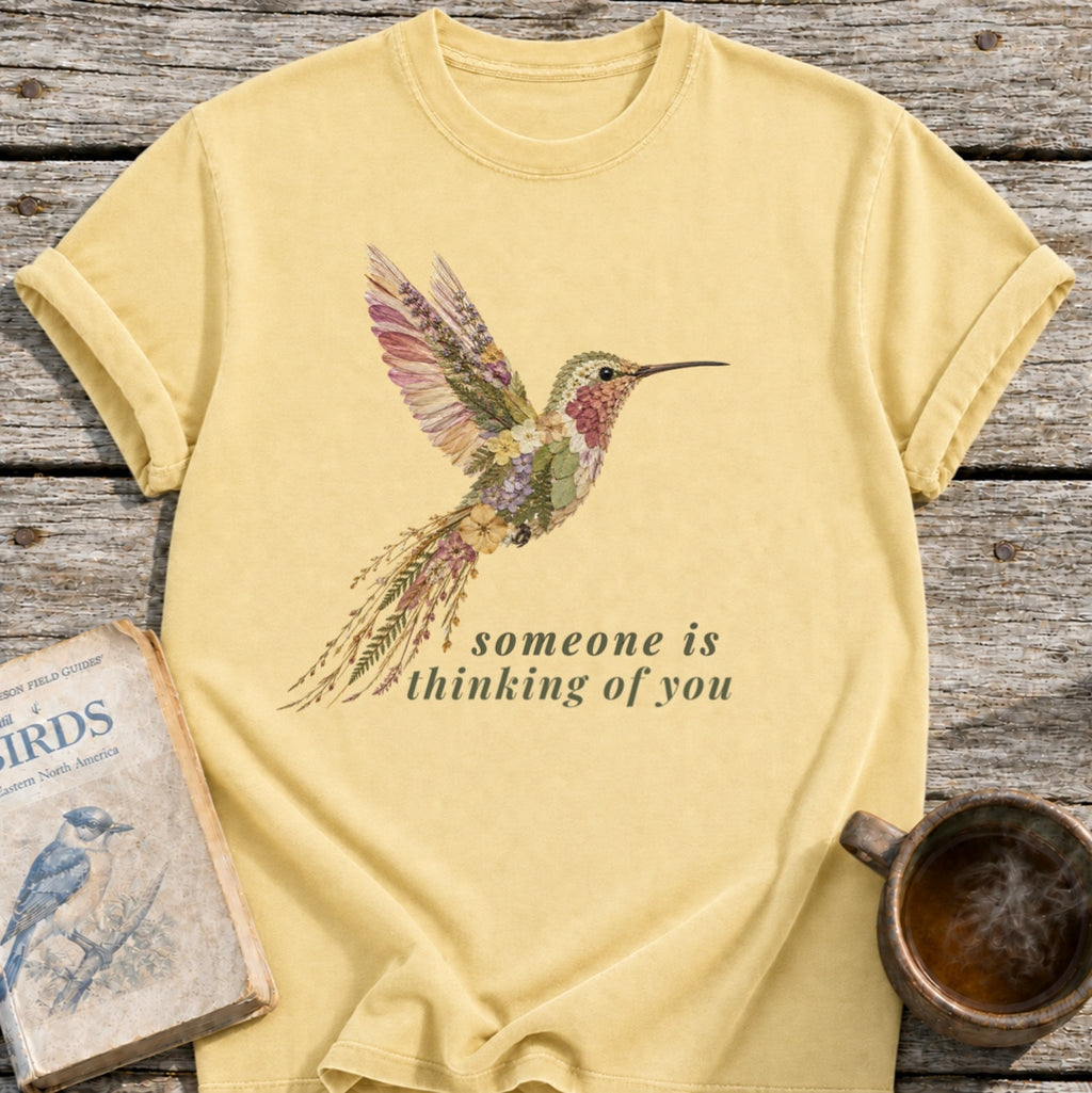 Floral Hummingbird Thinking of You T-Shirt