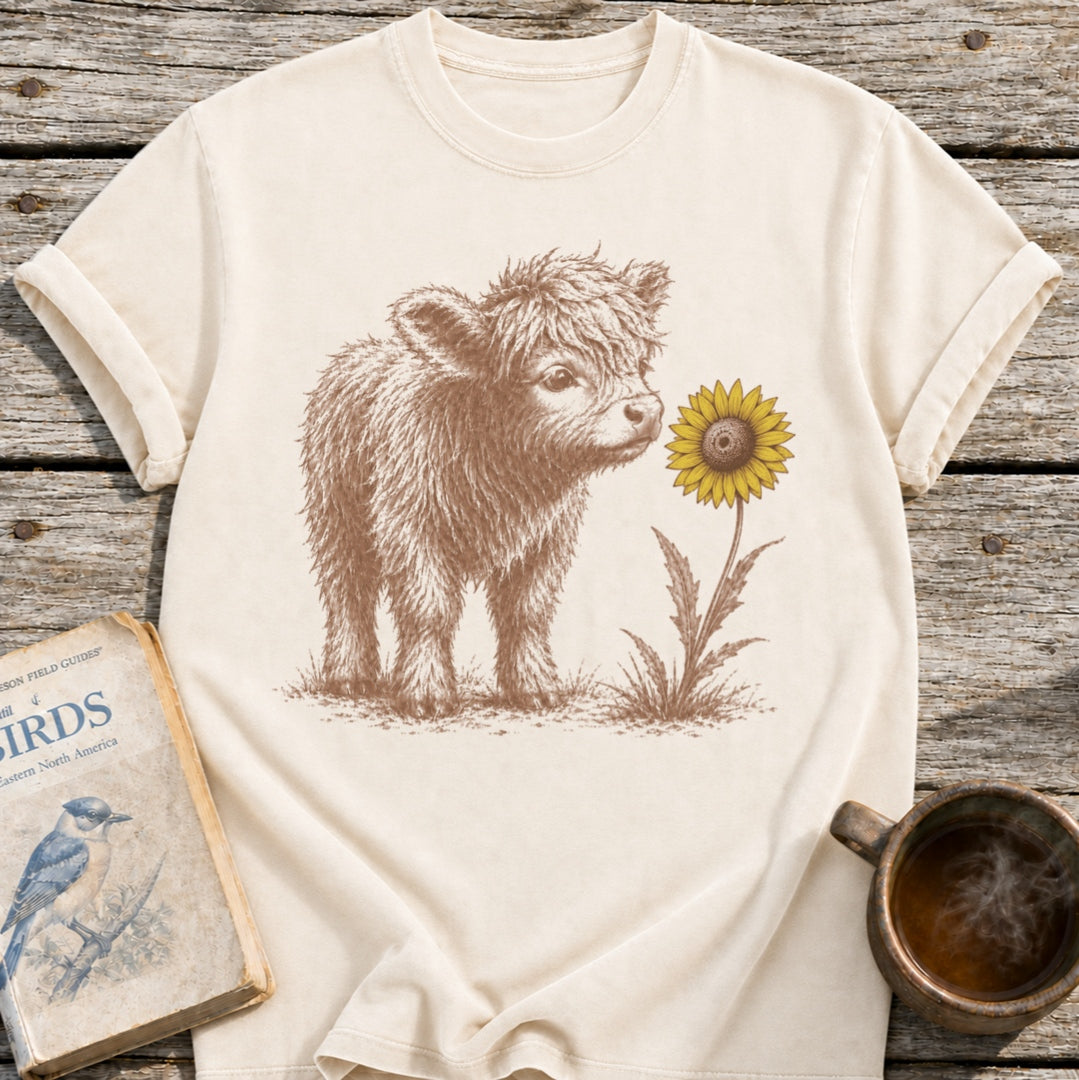 Highland Cow Flower T-Shirt