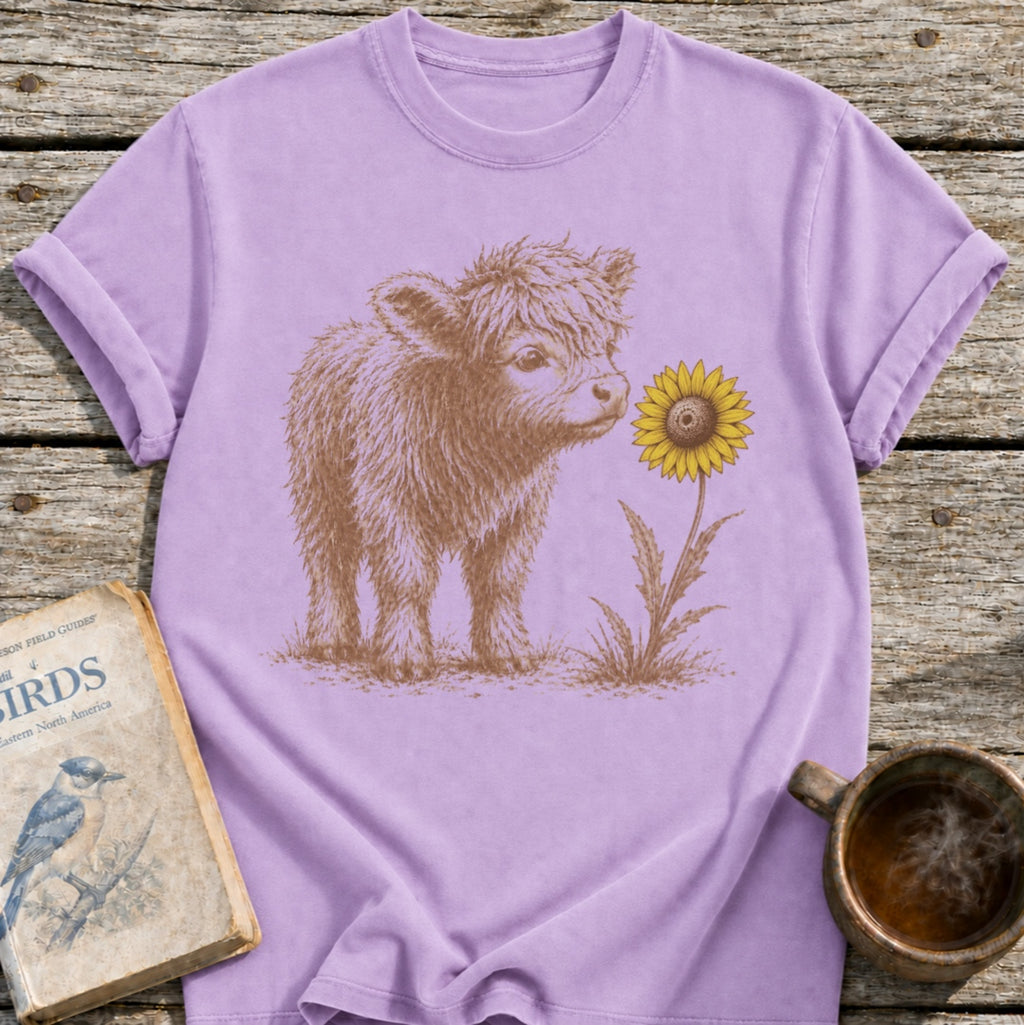 Highland Cow Flower T-Shirt