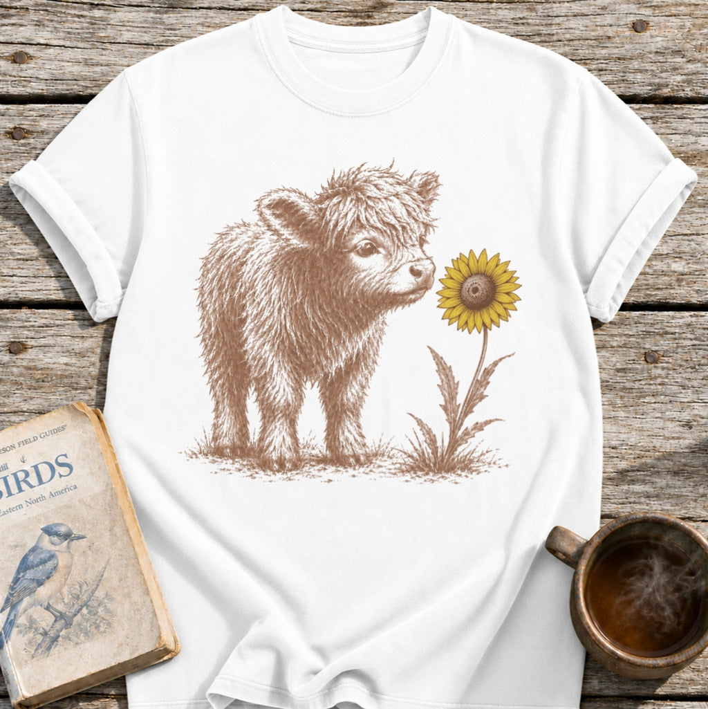 Highland Cow Flower T-Shirt