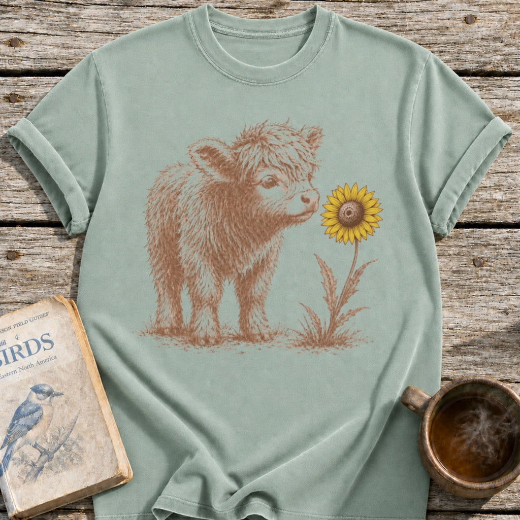 Highland Cow Flower T-Shirt
