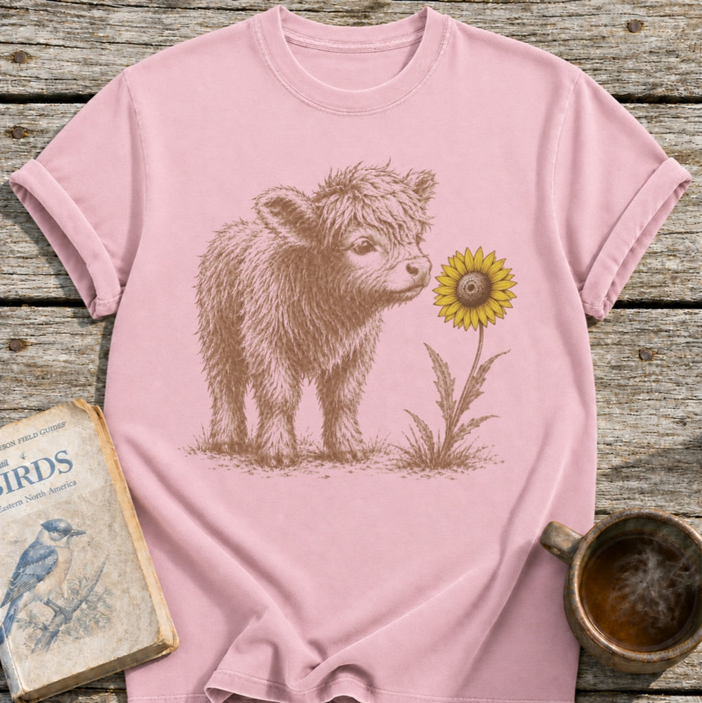 Highland Cow Flower T-Shirt