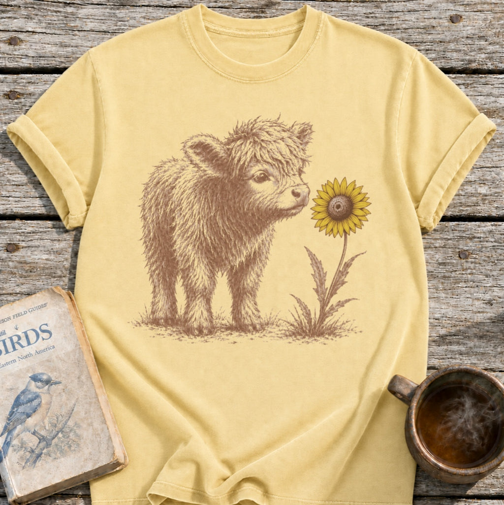 Highland Cow Flower T-Shirt