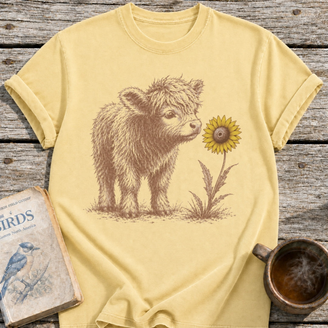 Highland Cow Flower T-Shirt