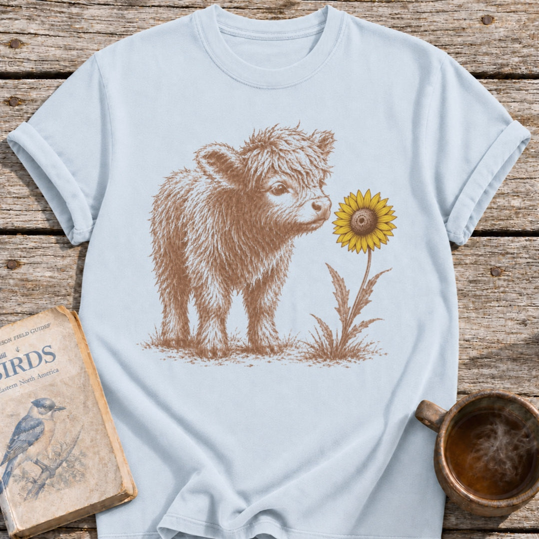 Highland Cow Flower T-Shirt
