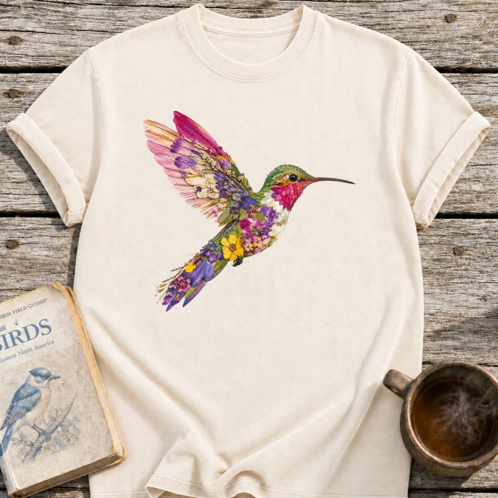 Pressed Flowers Hummingbird T-Shirt