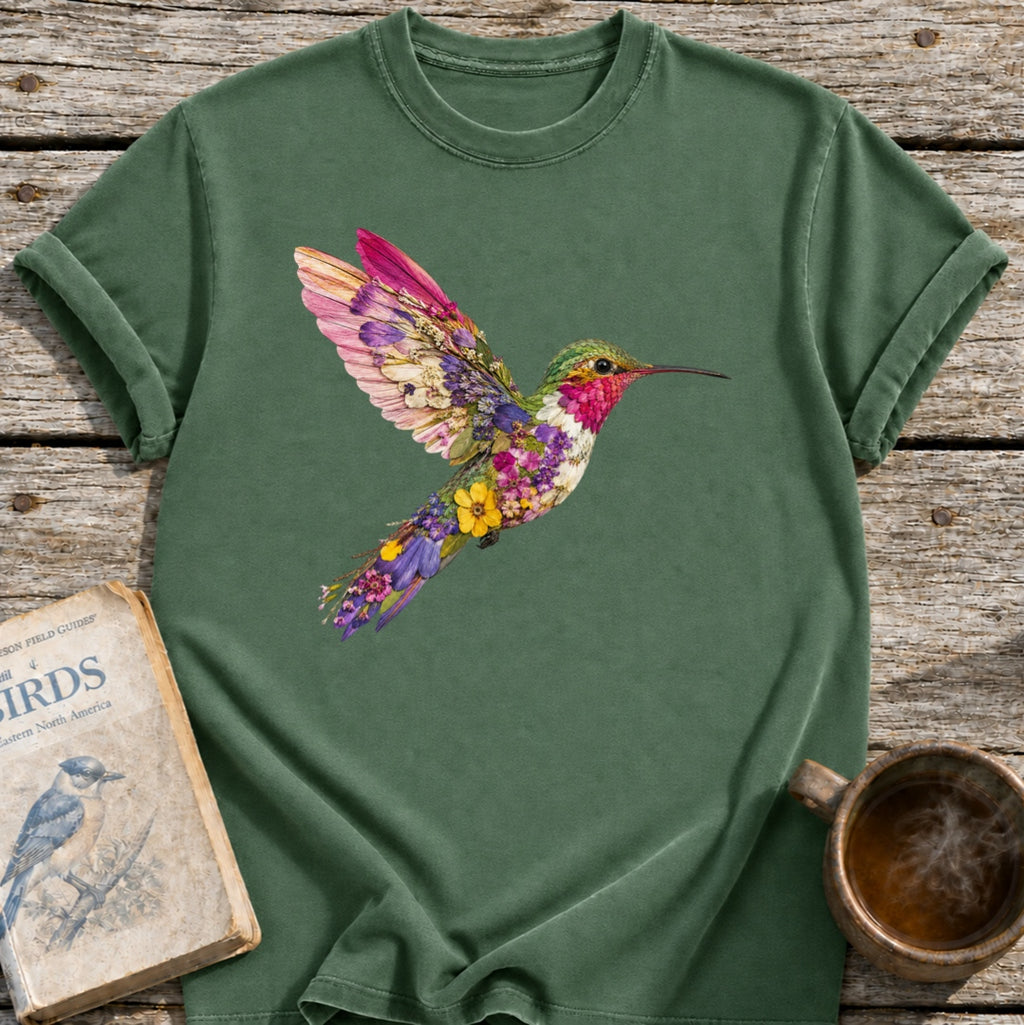 Pressed Flowers Hummingbird T-Shirt