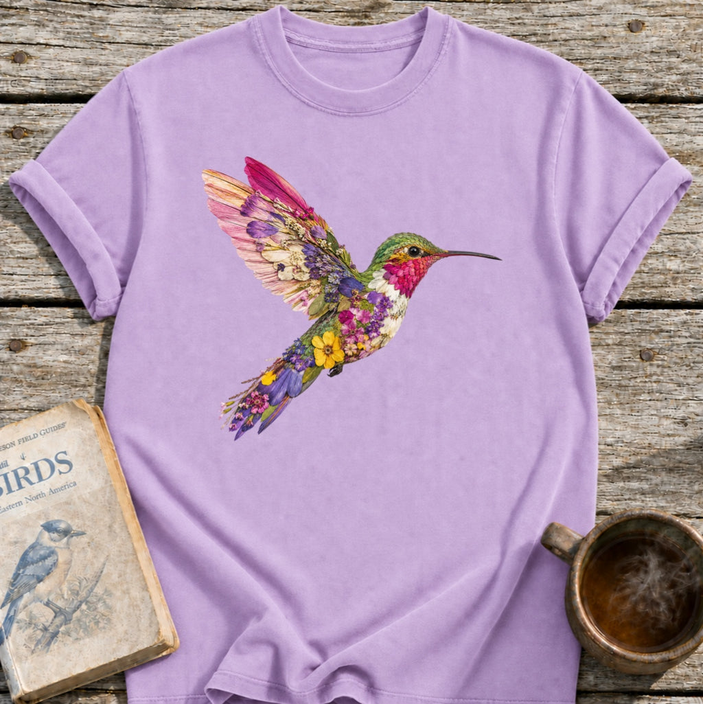 Pressed Flowers Hummingbird T-Shirt
