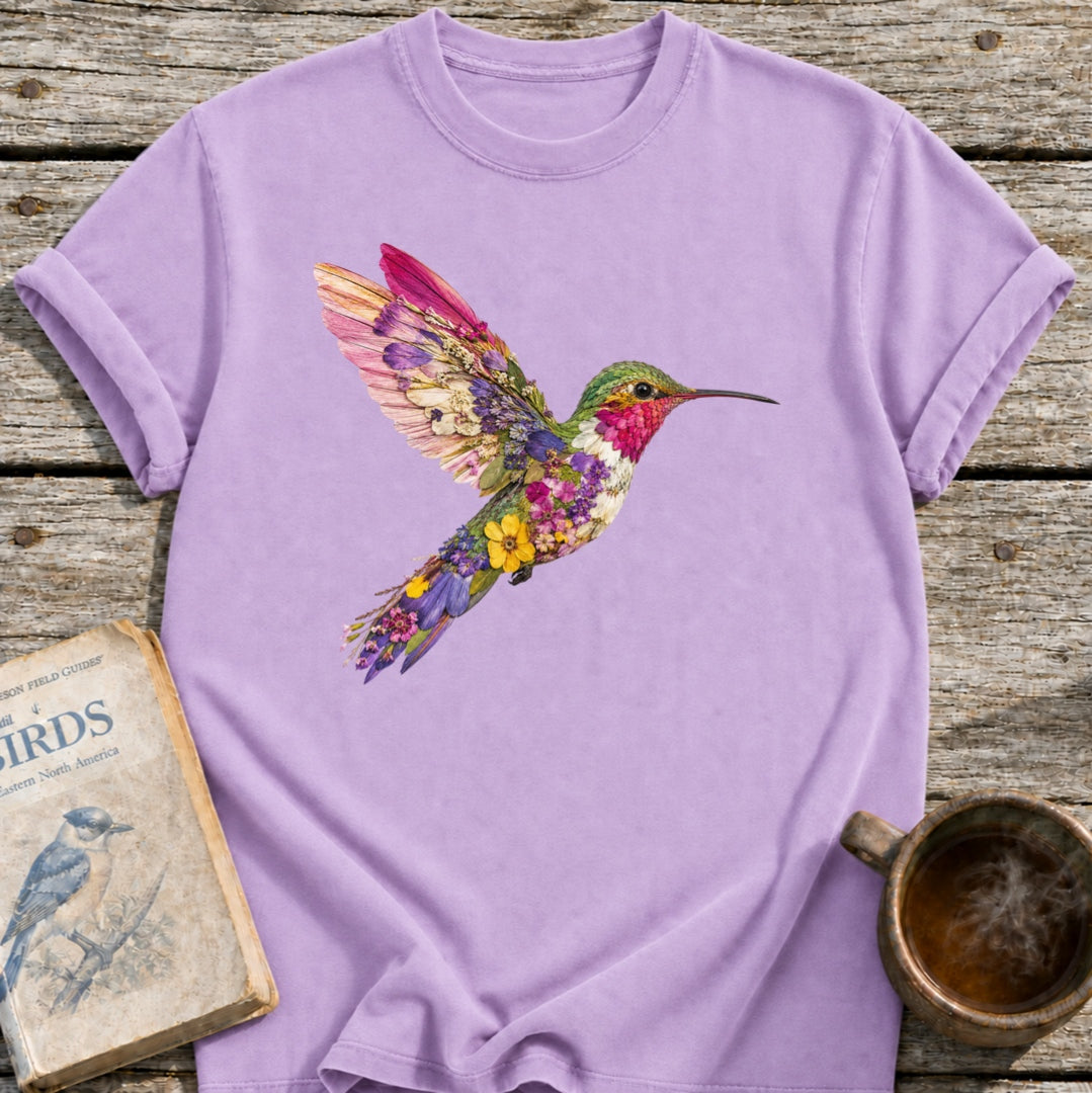 Pressed Flowers Hummingbird T-Shirt