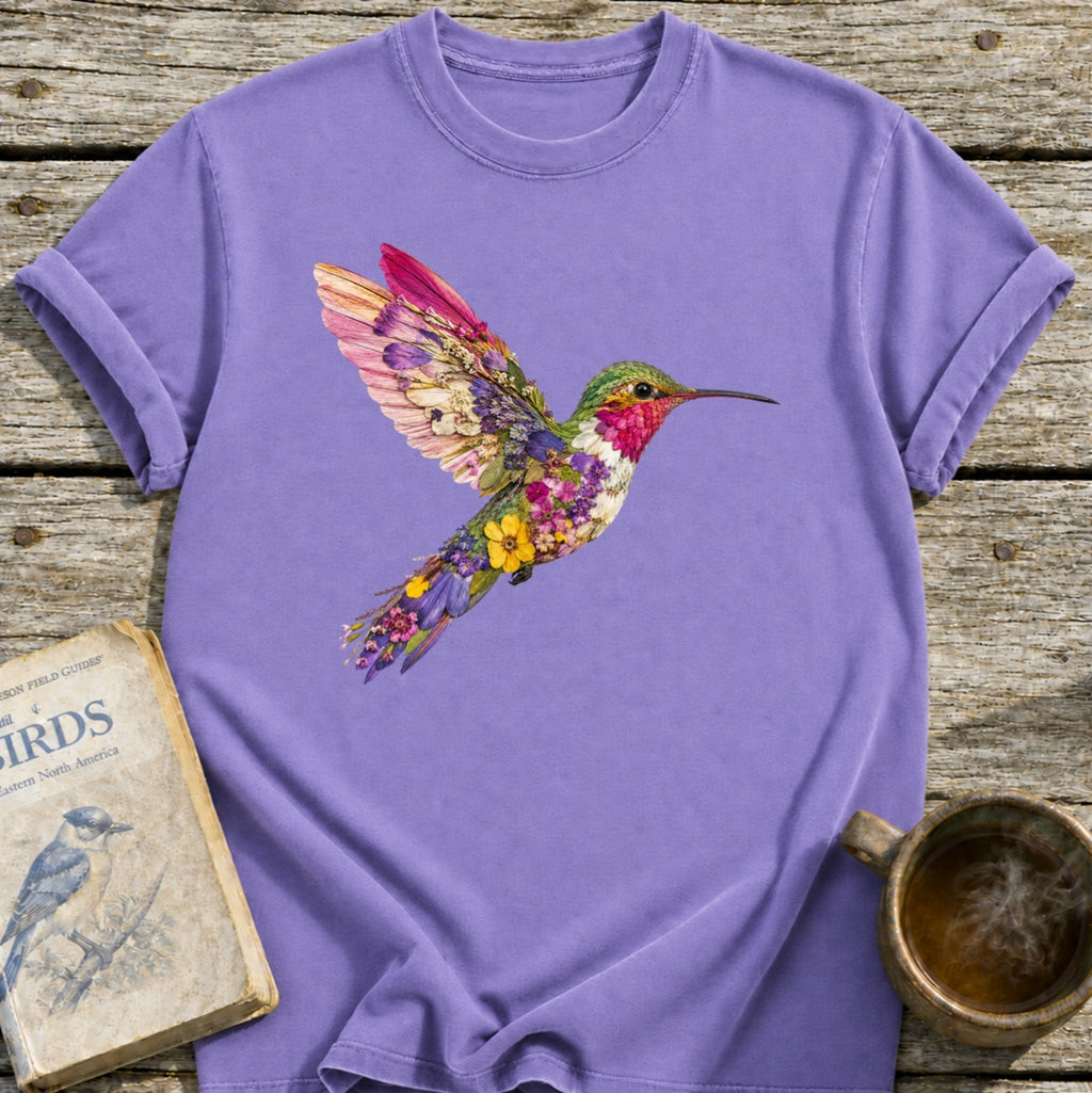 Pressed Flowers Hummingbird T-Shirt