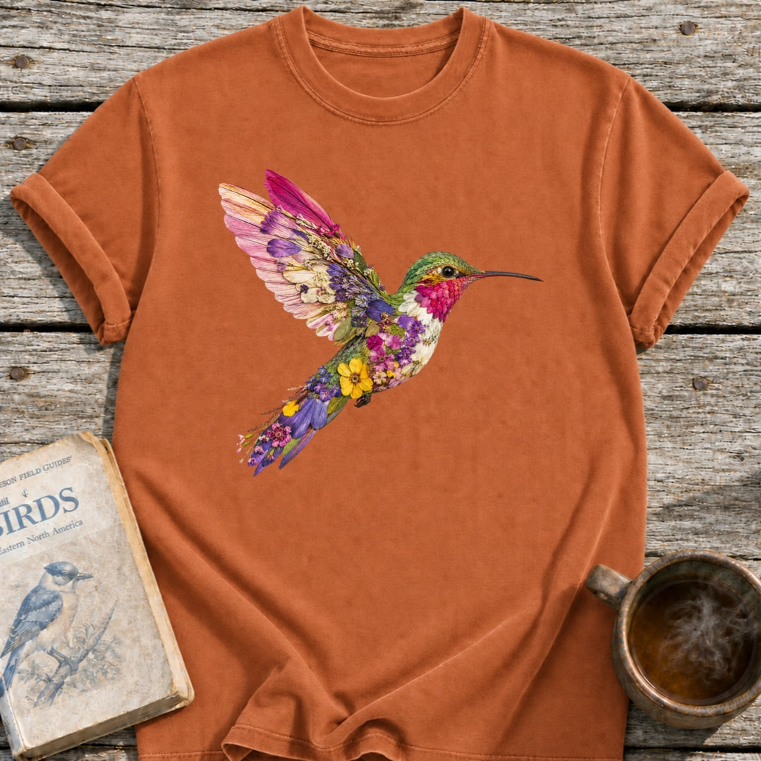 Pressed Flowers Hummingbird T-Shirt