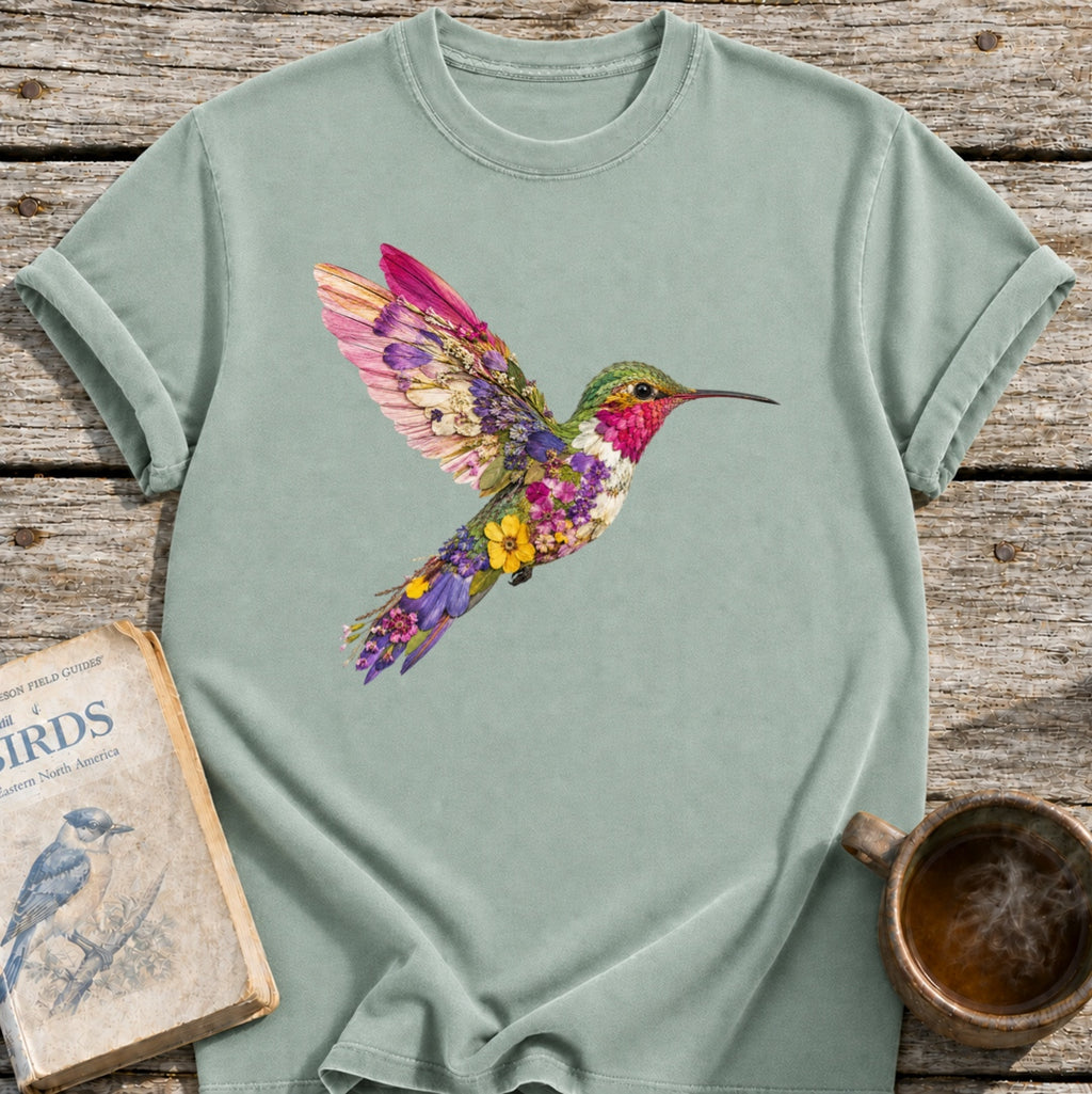 Pressed Flowers Hummingbird T-Shirt