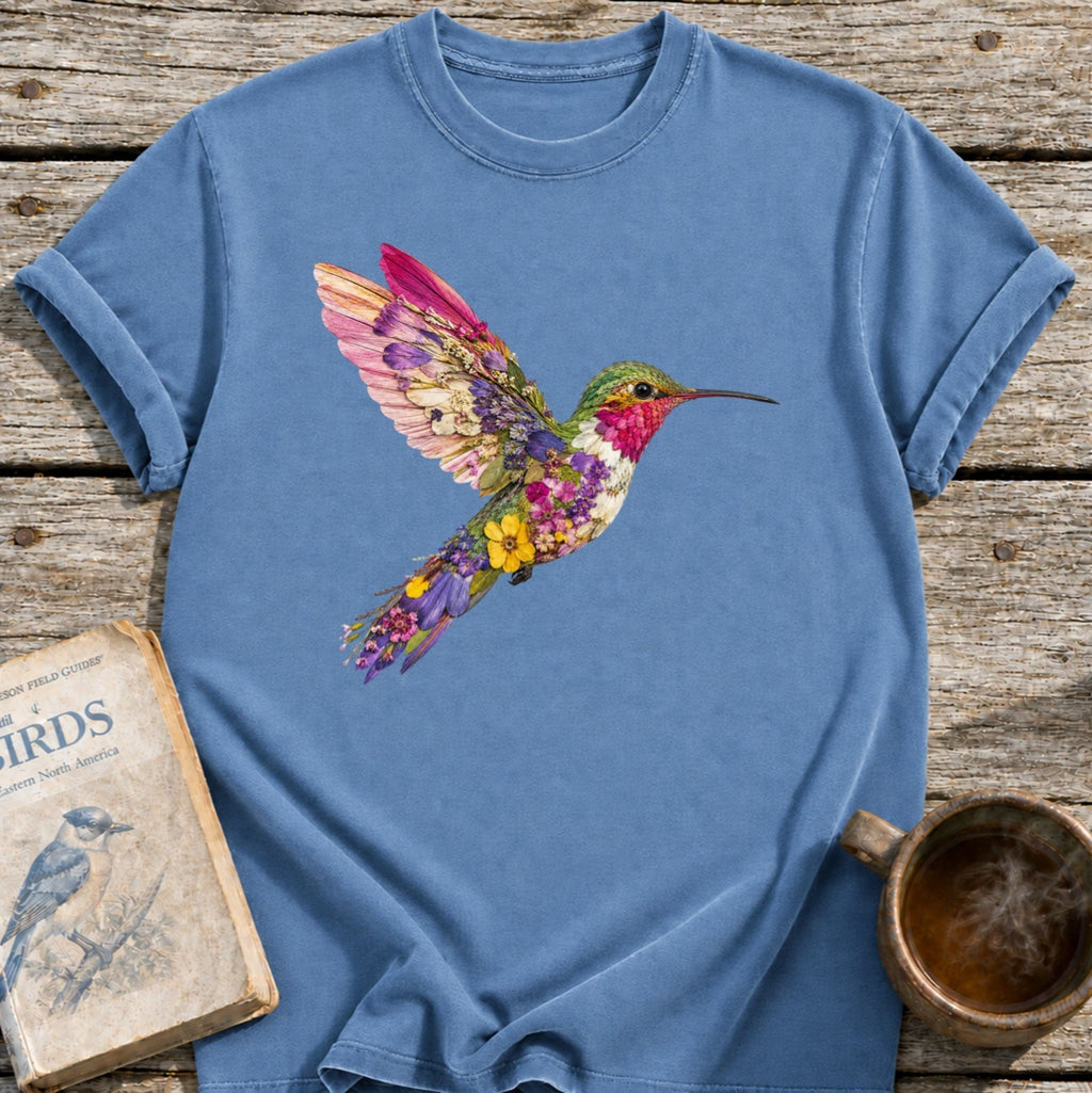 Pressed Flowers Hummingbird T-Shirt