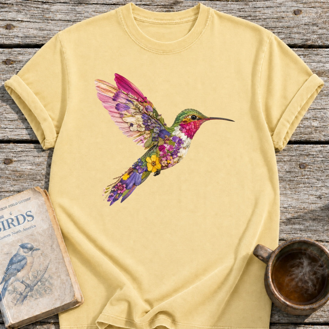 Pressed Flowers Hummingbird T-Shirt