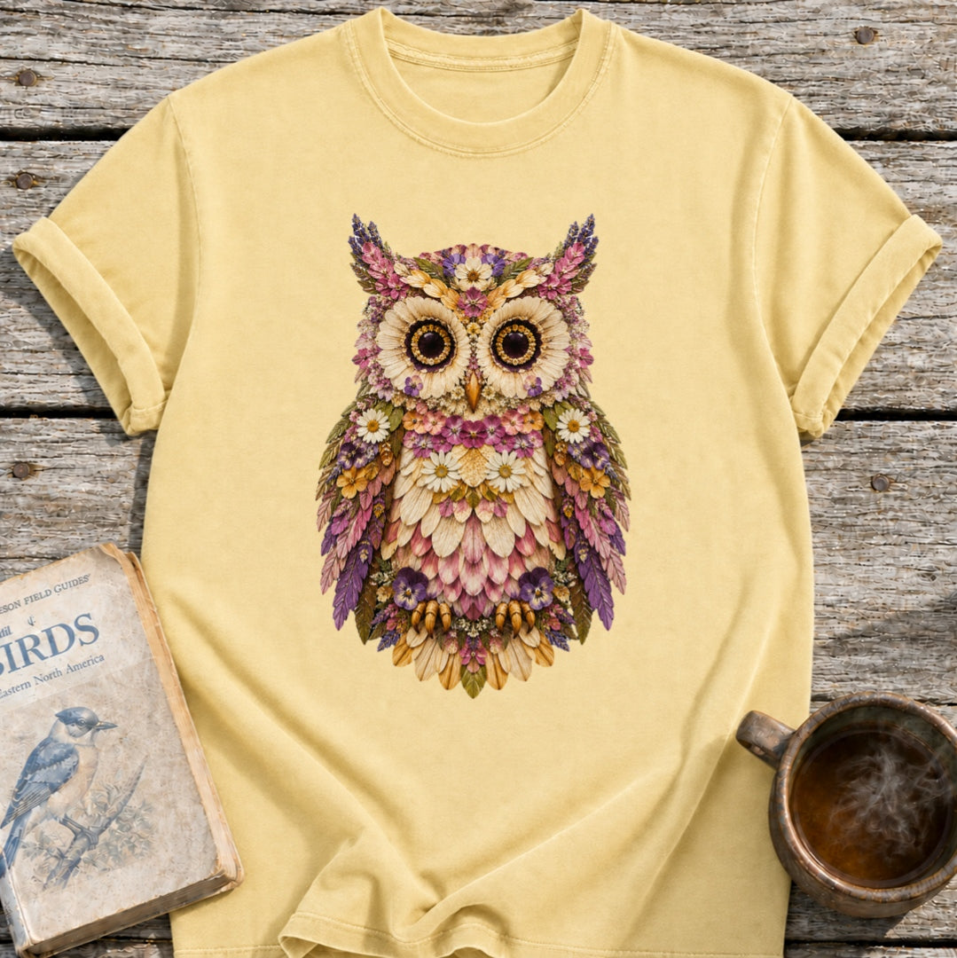Pressed Flowers Owl T-Shirt