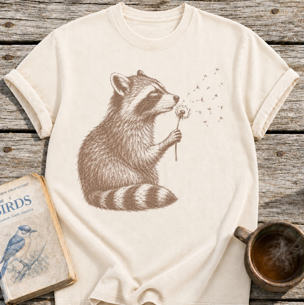 Raccoon Blowing Dandelion T-Shirt