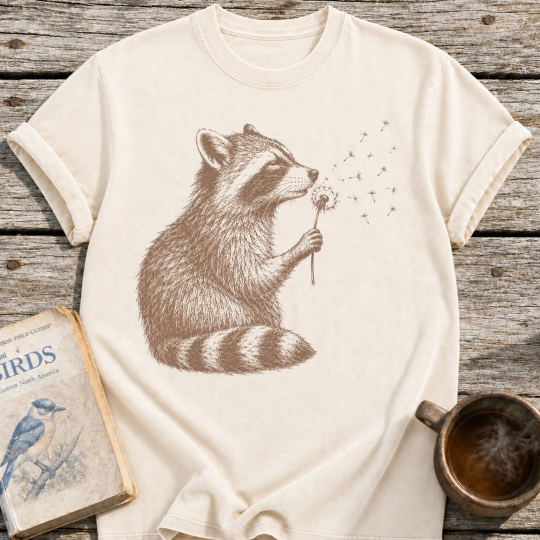 Raccoon Blowing Dandelion T-Shirt