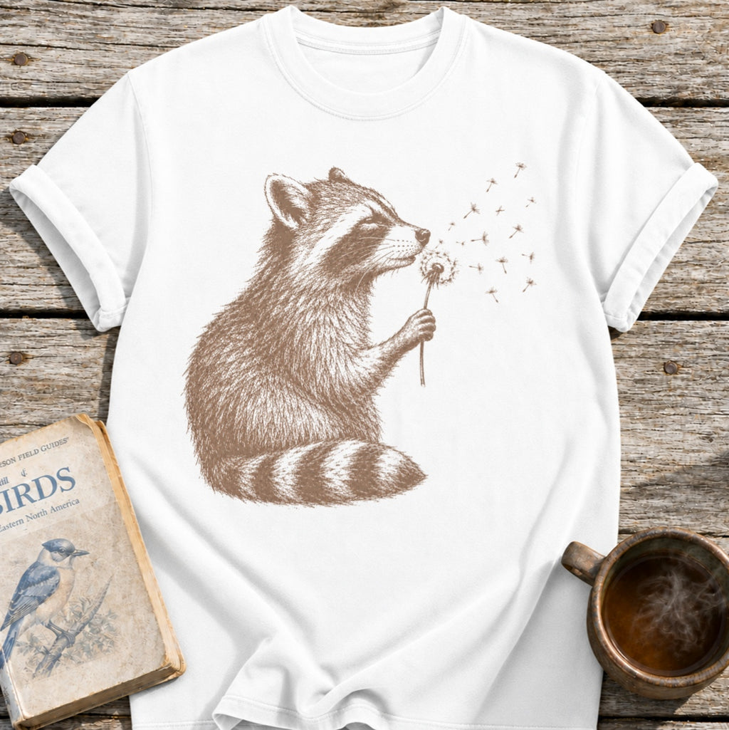 Raccoon Blowing Dandelion T-Shirt