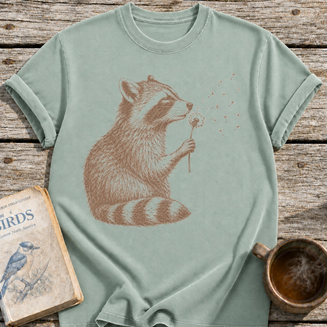 Raccoon Blowing Dandelion T-Shirt