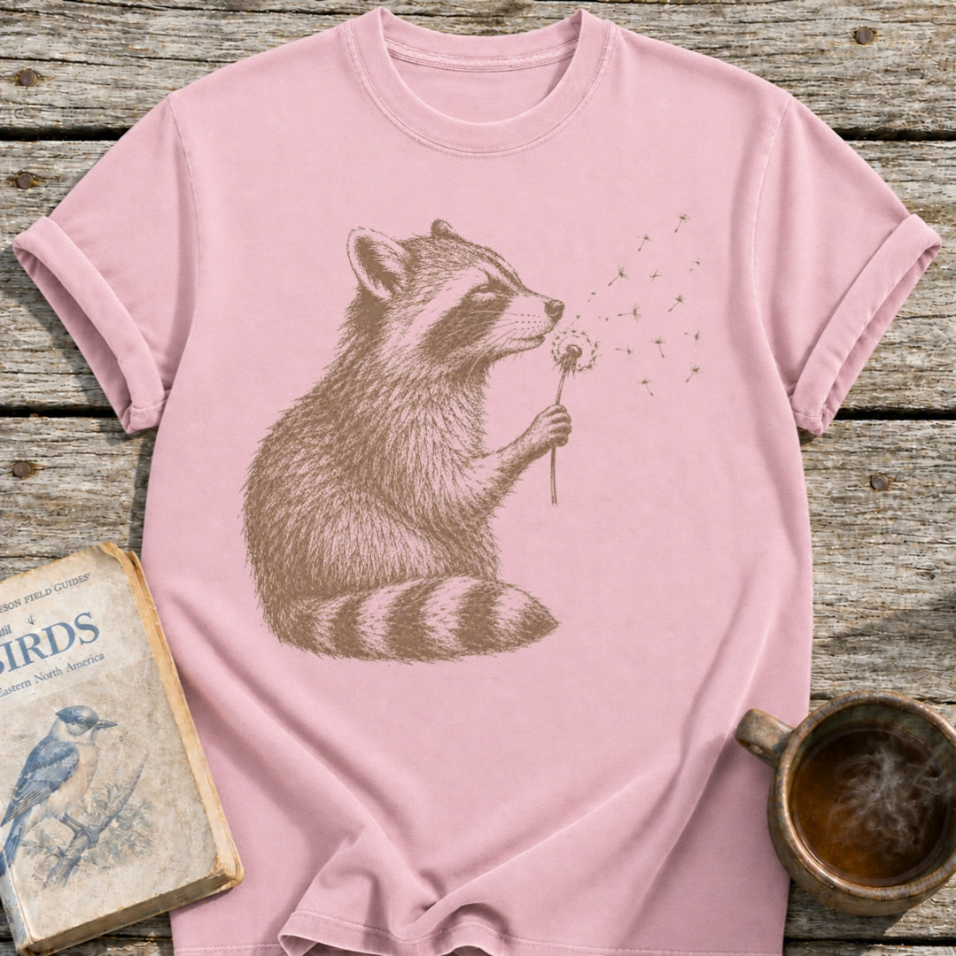 Raccoon Blowing Dandelion T-Shirt