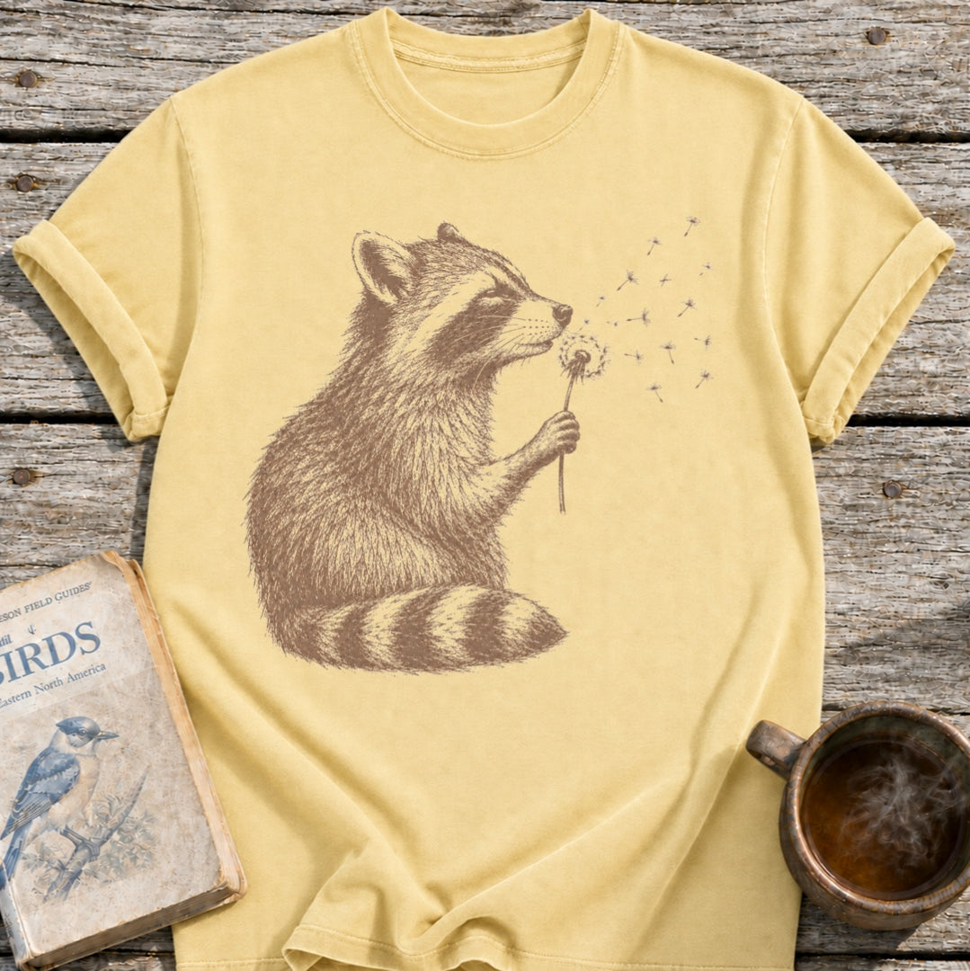 Raccoon Blowing Dandelion T-Shirt