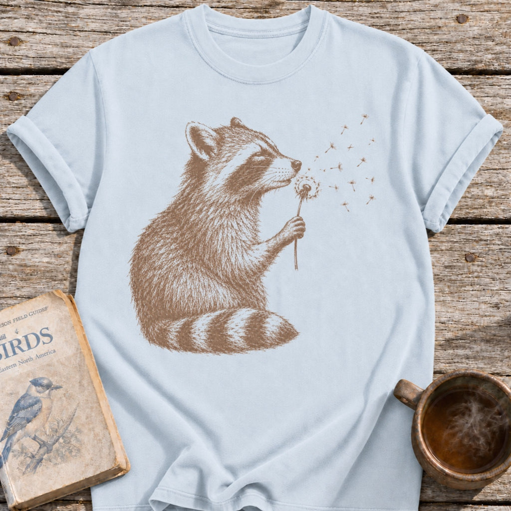 Raccoon Blowing Dandelion T-Shirt