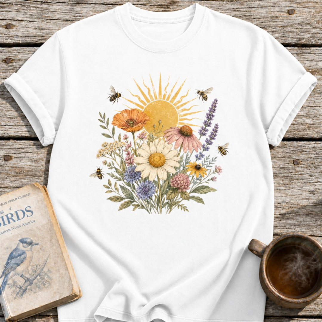 Sunny Bee Flowers T-Shirt